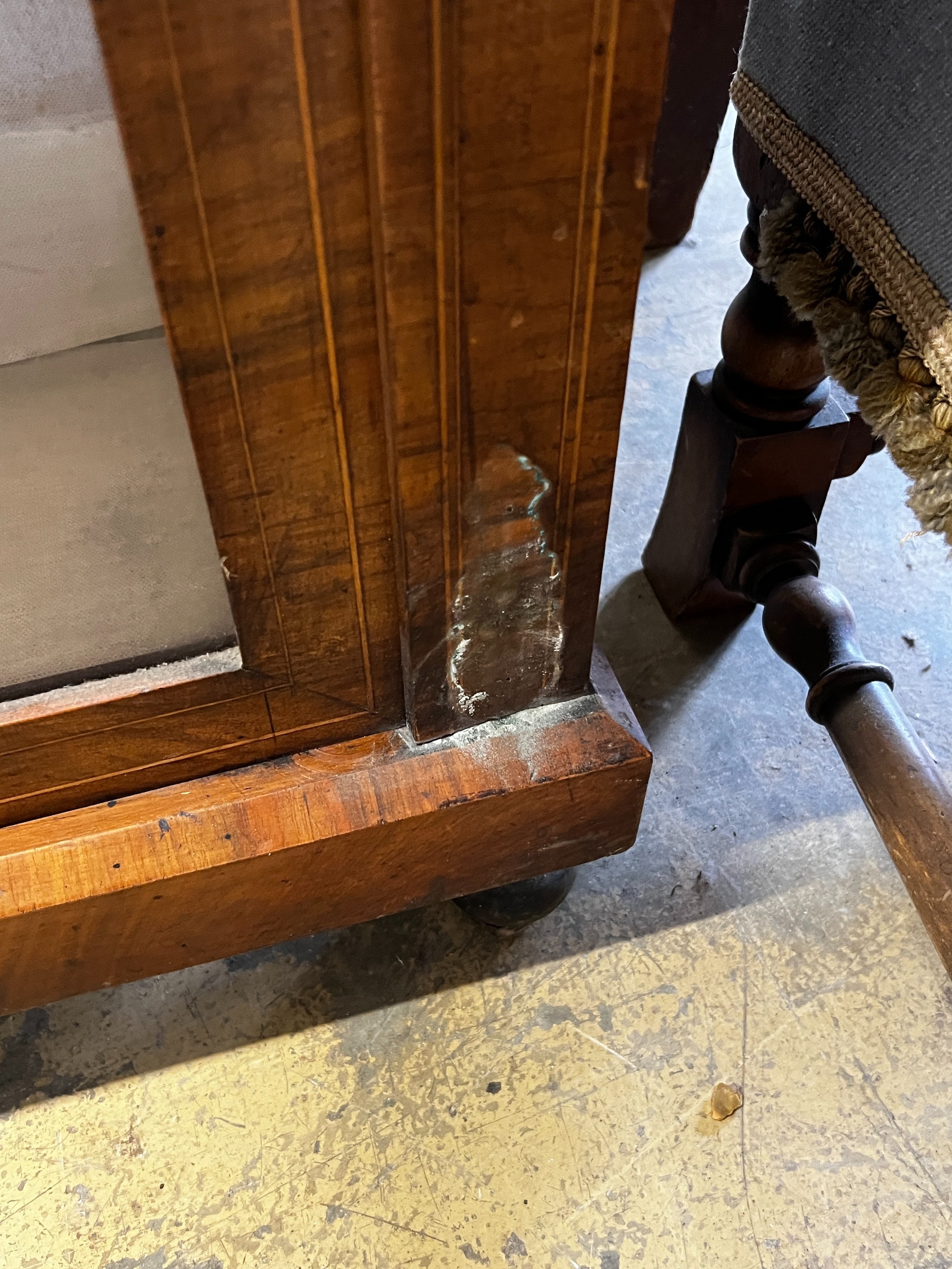 A small Victorian marquetry inlaid gilt metal mounted walnut pier cabinet, width 80cm, depth 32cm, height 107cm